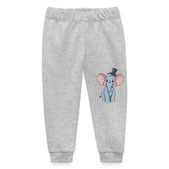 Adorable blue comic elephant With hat - Baby Organic Sweatpants by Stanley/Stella - heather grey - Front