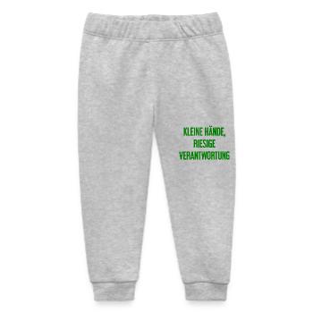 Small Hands, Huge Responsibility Parent Saying - Baby Organic Sweatpants by Stanley/Stella - heather grey - Front