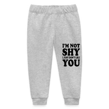 i'm not shy i just don't like you - Baby Organic Sweatpants by Stanley/Stella - heather grey - Front