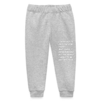 Skip The Gym white shadow - Baby Organic Jogginghose Baby Tumbler von Stanley/Stella - Grau meliert - Vorne