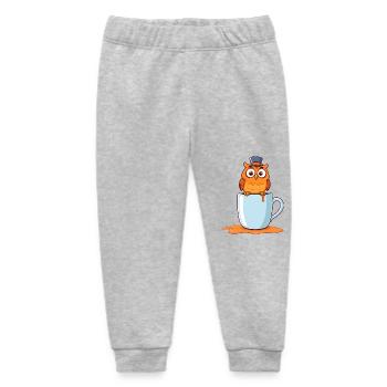 Whimsical Owl Perched on Blue Mug - Baby Organic Sweatpants by Stanley/Stella - heather grey - Front
