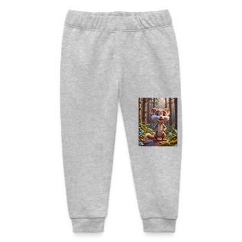 super cute animals in a forest – weasel - Baby Organic Sweatpants by Stanley/Stella - heather grey - Front