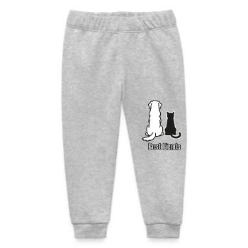 Hund & Katze - "Best Fiends" Design - Baby Organic Jogginghose Baby Tumbler von Stanley/Stella - Grau meliert - Vorne