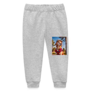 golden retriever wearing a red lumberjack shirt - Baby Organic Sweatpants by Stanley/Stella - heather grey - Front