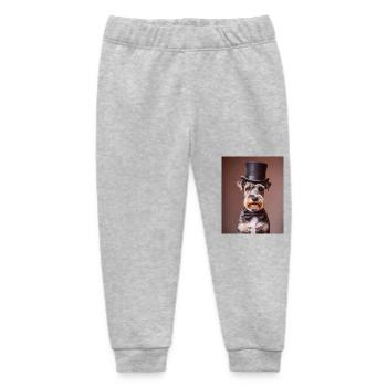 Schnauzer dog wearing top hat and a bow tie - Baby Organic Sweatpants by Stanley/Stella - heather grey - Front