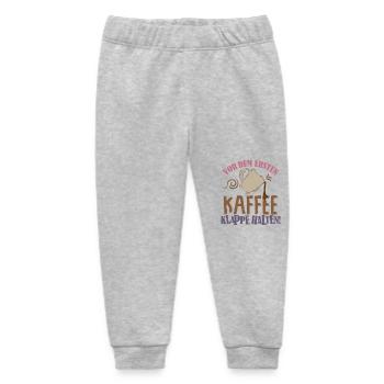 Kaffee Spruch Vor dem ersten Kaffee, Klappe halten - Baby Organic Jogginghose Baby Tumbler von Stanley/Stella - Grau meliert - Vorne