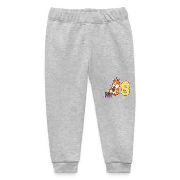 Avec hamster - anniversaire des enfants 8 ans - Pantalon de jogging bébé bio Stanley/Stella - gris chiné - Devant