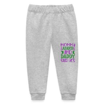 Mommy asked and daddy said yes - Baby Organic Jogginghose Baby Tumbler von Stanley/Stella - Grau meliert - Vorne