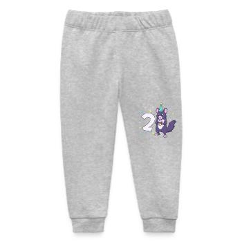 With chinchilla - children's birthday 2 years - Baby Organic Sweatpants by Stanley/Stella - heather grey - Front
