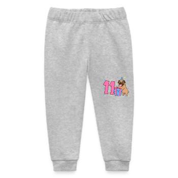 With Pug - Girl Birthday 11 Years - Baby Organic Sweatpants by Stanley/Stella - heather grey - Front