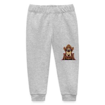 Hund Mops sitzt auf Thron Hund und Herrchen - Baby Organic Jogginghose Baby Tumbler von Stanley/Stella - Grau meliert - Vorne