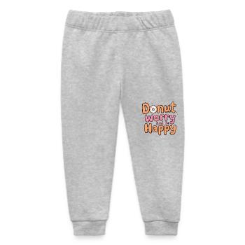 Donut Worry Be Happy – Funny Donut Saying Donut - Baby Organic Sweatpants by Stanley/Stella - heather grey - Front
