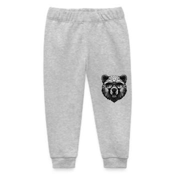 Bear Hipster Cool Party - Baby Organic Sweatpants by Stanley/Stella - heather grey - Front