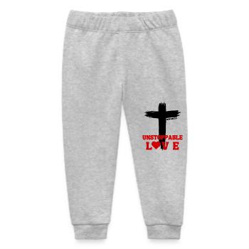Unstoppable Love – Romans 5:8 - Baby Organic Sweatpants by Stanley/Stella - heather grey - Front