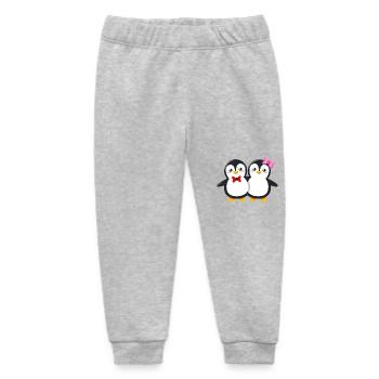 Cute penguin couple with bow and bow tie - Baby Organic Sweatpants by Stanley/Stella - heather grey - Front