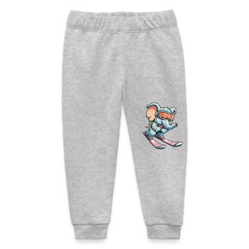 Cute elephant on skis - Looking forward to - Baby Organic Sweatpants by Stanley/Stella - heather grey - Front