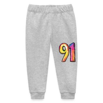 91 Symbole numérique - Pantalon de jogging bébé bio Stanley/Stella - gris chiné - Devant