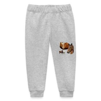 Horses Wild Stallion & Mare Horse and Ponies Head - Baby Organic Sweatpants by Stanley/Stella - heather grey - Front