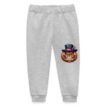 Lustiger grinsender Halloween Kürbis mit Zylinder - Baby Organic Jogginghose Baby Tumbler von Stanley/Stella - Grau meliert - Vorne