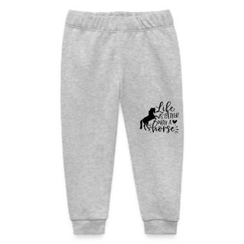 Life is better with a horse - Baby Organic Sweatpants by Stanley/Stella - heather grey - Front