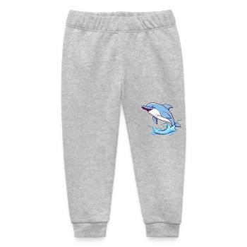 Playful Dolphin Leaping in Ocean Waves - Baby Organic Sweatpants by Stanley/Stella - heather grey - Front