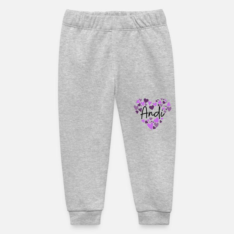 J’adore les cœurs Andi en violet - Pantalon de jogging bébé bio Stanley/Stella - gris chiné