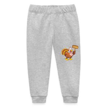 Funny turkey with wooden pointer - Baby Organic Sweatpants by Stanley/Stella - heather grey - Front
