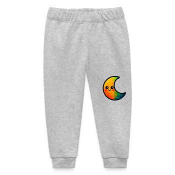 WPAP Polygon Kawaii Style Baby Toy Crescent Moon - Baby Organic Sweatpants by Stanley/Stella - heather grey - Front