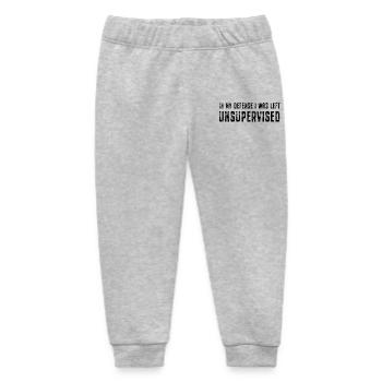 In My Defense I Was Left Unsupervised Saying - Baby Organic Sweatpants by Stanley/Stella - heather grey - Front