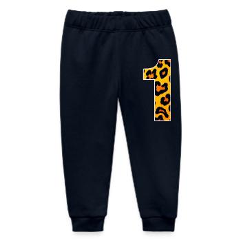 Imprimé léopard jaune-orangé - Pantalon de jogging bébé bio Stanley/Stella - marine - Devant