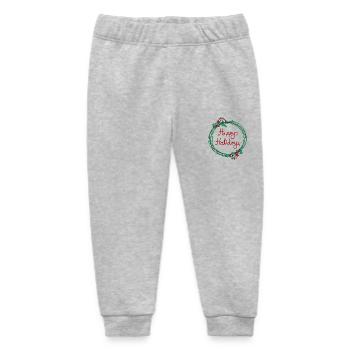 Happy Holidays Christmas garland wreath - Baby Organic Sweatpants by Stanley/Stella - heather grey - Front