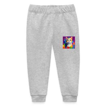 Oil Painting Style Cat Portrait Design for - Baby Organic Sweatpants by Stanley/Stella - heather grey - Front
