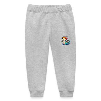 Dragon Cartoon - Baby Organic Sweatpants by Stanley/Stella - heather grey - Front