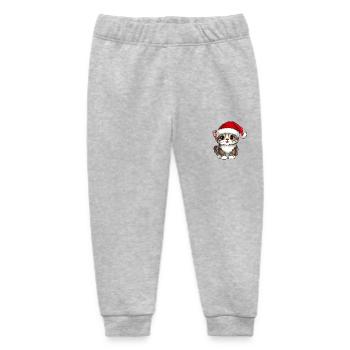 Christmas Cat - Cat with Santa Hat - - Baby Organic Sweatpants by Stanley/Stella - heather grey - Front