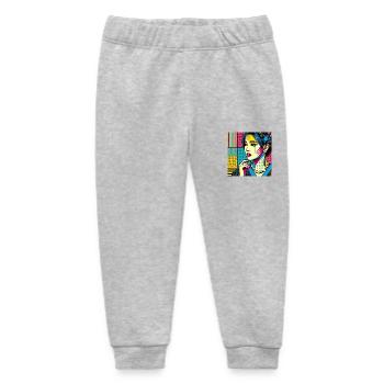 Pop-Art-Illustration einer Frau - Baby Organic Jogginghose Baby Tumbler von Stanley/Stella - Grau meliert - Vorne