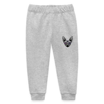 a sphinx cat with big deep black eyes - Baby Organic Sweatpants by Stanley/Stella - heather grey - Front