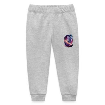 Space Cat with Pizza - Unique Motif - Baby Organic Sweatpants by Stanley/Stella - heather grey - Front