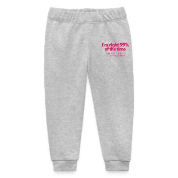 Always Right: 99% Confidence, 1% Practice - Baby Organic Sweatpants by Stanley/Stella - heather grey - Front