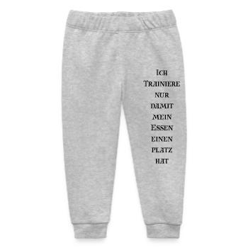 Ich trainiere nur, damit mein Essen einen Platz - Baby Organic Jogginghose Baby Tumbler von Stanley/Stella - Grau meliert - Vorne
