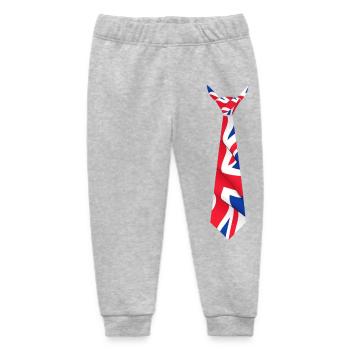 Union Jack Flag Motif Tie - Baby Organic Sweatpants by Stanley/Stella - heather grey - Front