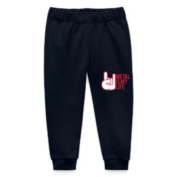 Metal Is My Life Hard Rock Horns Comic Hand Gesture - Baby Organic Sweatpants by Stanley/Stella - navy - Front
