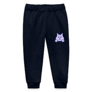 Cat Looks Cute Out Of Floor Hole Happy Smiling - Baby Organic Sweatpants by Stanley/Stella - navy - Front
