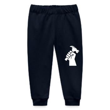 Hammer in hand handyman worker fixing repair - Baby Organic Sweatpants by Stanley/Stella - navy - Front
