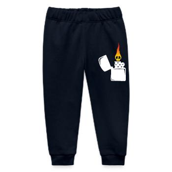 Flammenschädel und weißes Feuerzeug - Baby Organic Jogginghose Baby Tumbler von Stanley/Stella - Navy - Vorne