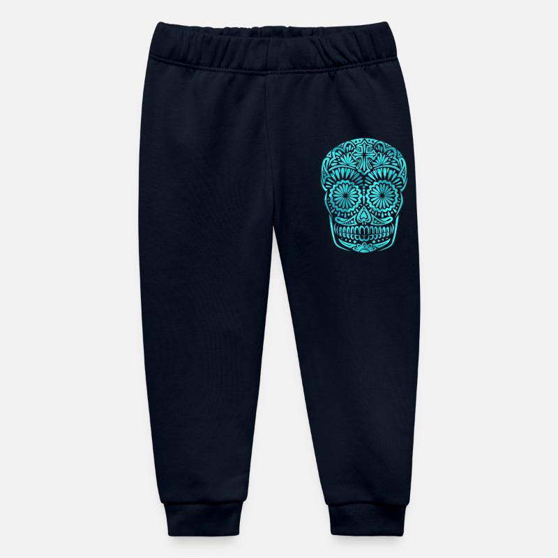 Calavera mexicana turquesa - Pantalon de jogging bébé bio Stanley/Stella - marine