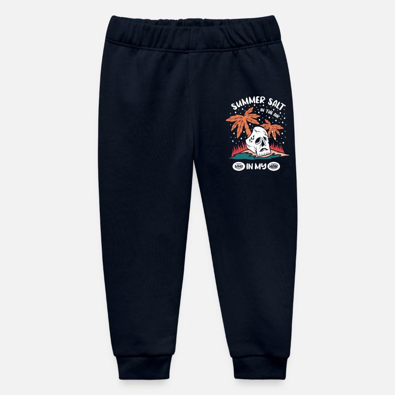Conception de crâne estival avec des palmiers - Pantalon de jogging bébé bio Stanley/Stella - marine