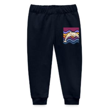 Dauphin sur des vagues colorées - Pantalon de jogging bébé bio Stanley/Stella - marine - Devant