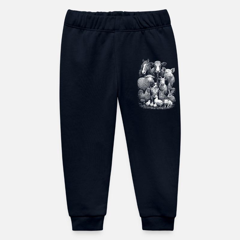 Animaux de la ferme - Pantalon de jogging bébé bio Stanley/Stella - marine