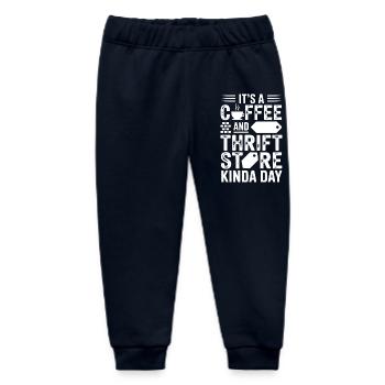 Coffee and Thrift Store Day - Baby Organic Sweatpants by Stanley/Stella - navy - Front