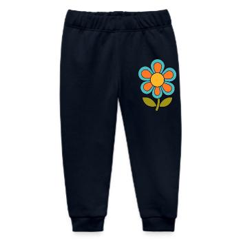 70s flower pattern retro flowerpower - Baby Organic Sweatpants by Stanley/Stella - navy - Front